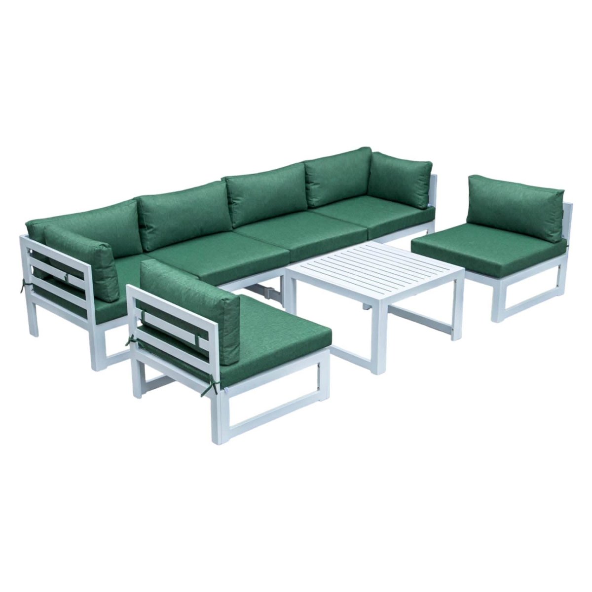 Chelsea 7 - Piece Patio Sectional And Coffee Table Set In Aluminum With Cushions