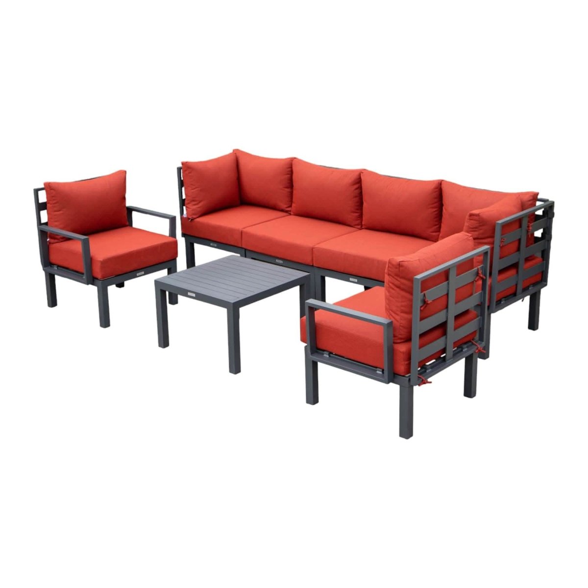Chelsea 7 - Piece Patio Sectional And Coffee Table Set In Aluminum With Cushions