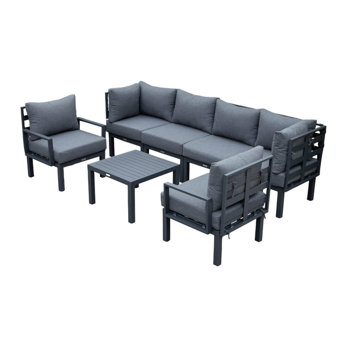 Chelsea 7 - Piece Patio Sectional And Coffee Table Set In Aluminum With Cushions