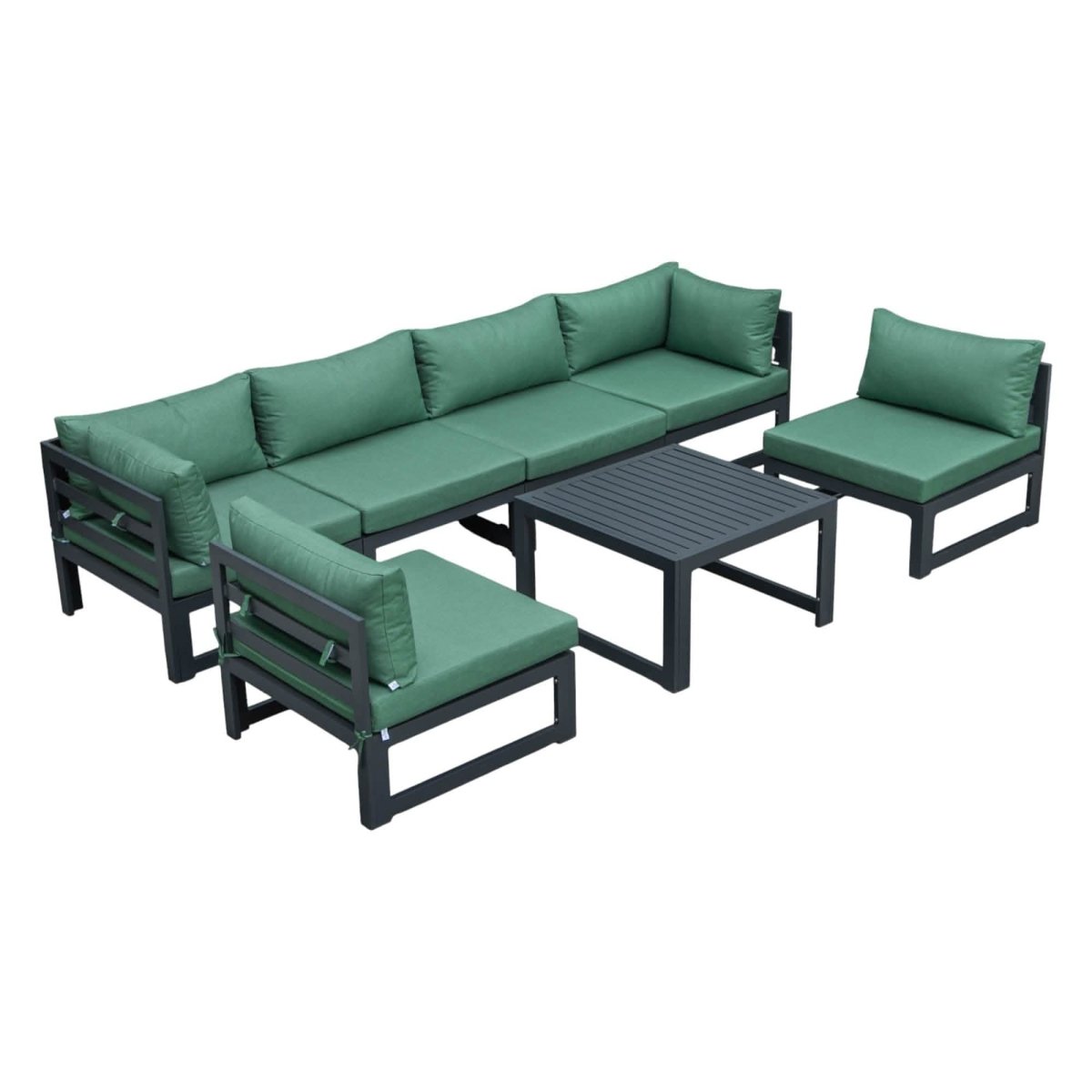 Chelsea 7 - Piece Patio Sectional And Coffee Table Set In Aluminum With Cushions