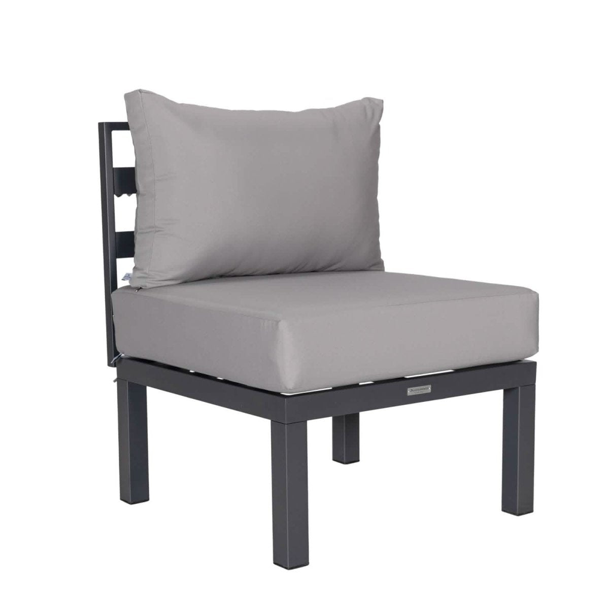 Chelsea 7 - Piece Patio Sectional Set in Black Aluminum with Fire Pit Table