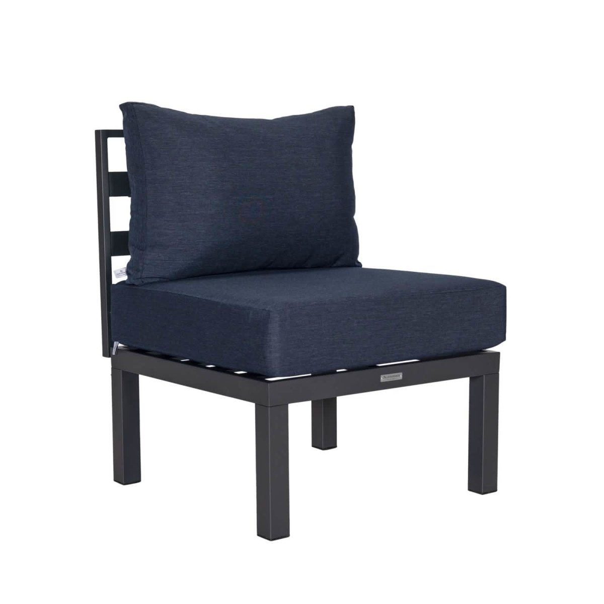 Chelsea 7 - Piece Patio Sectional Set in Black Aluminum with Fire Pit Table