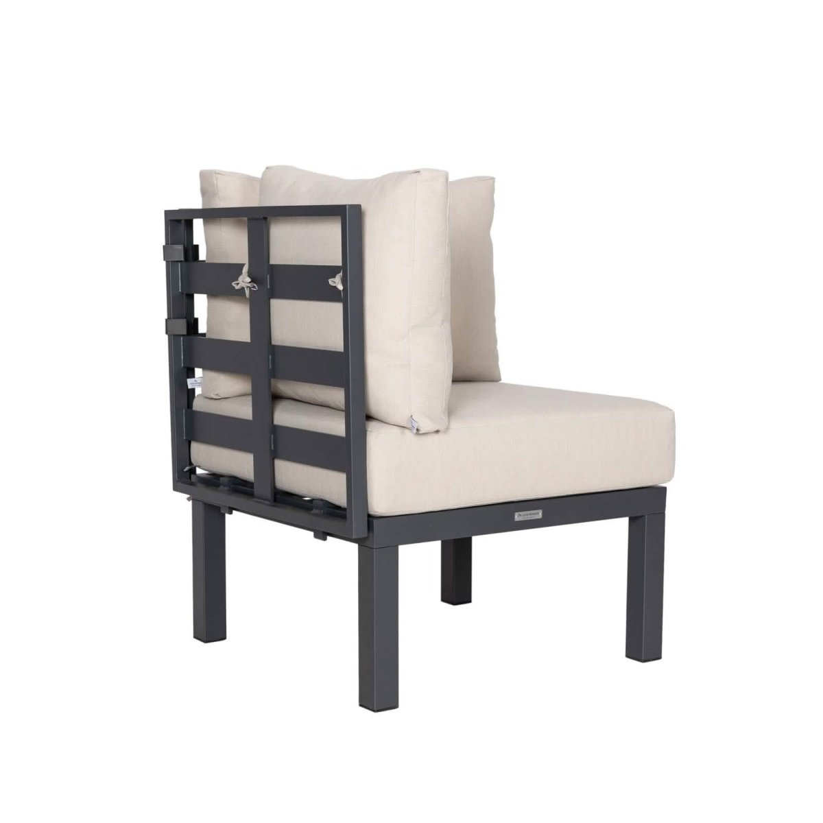 Chelsea 7 - Piece Patio Sectional Set in Black Aluminum with Fire Pit Table