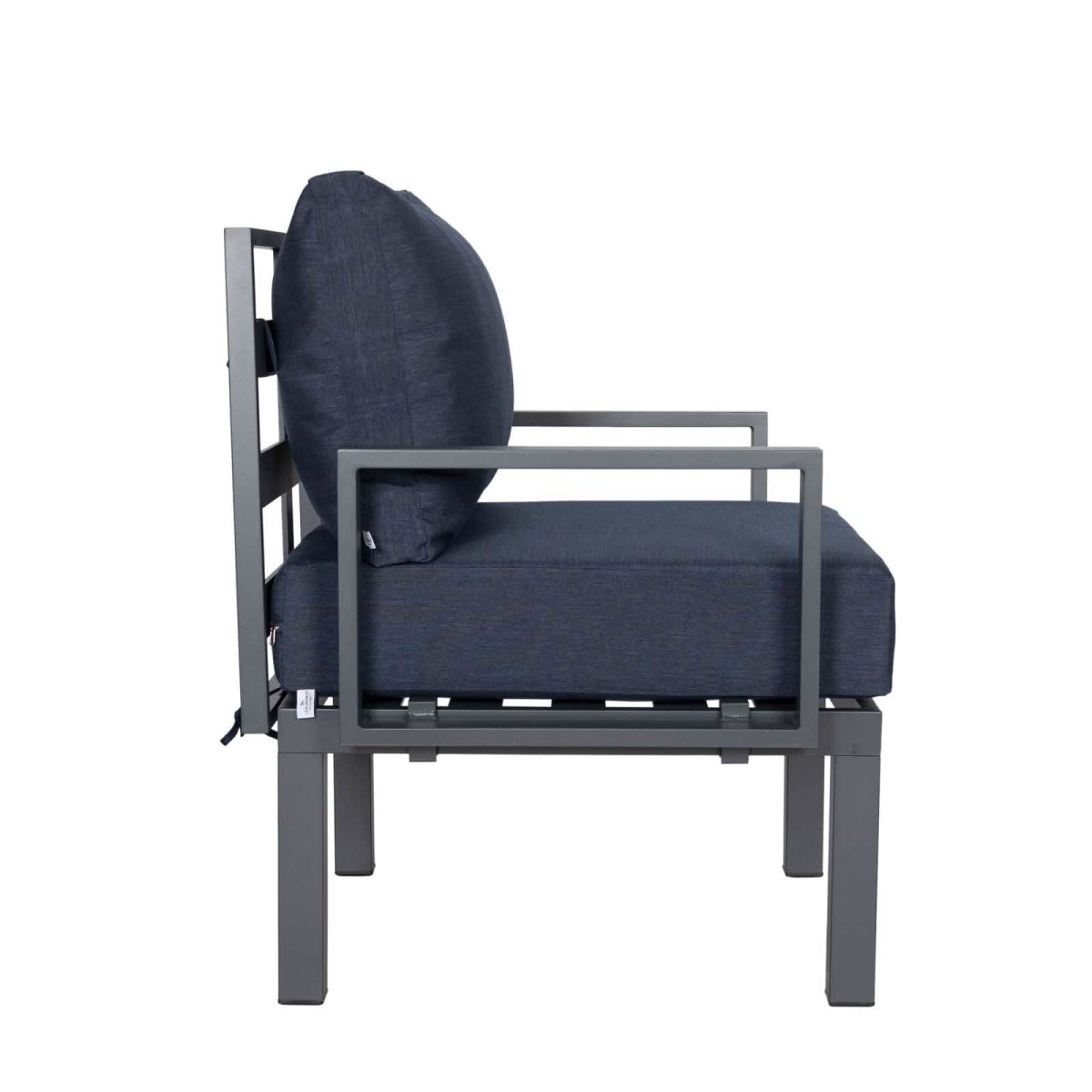 Chelsea 7 - Piece Patio Sectional Set in Black Aluminum with Fire Pit Table