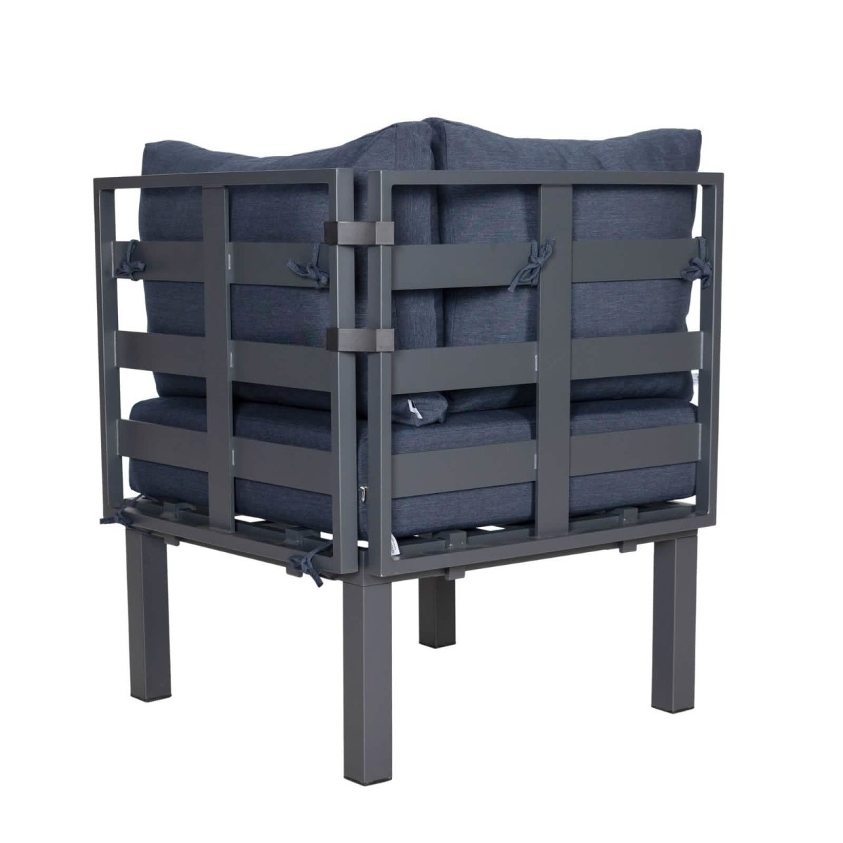 Chelsea 7 - Piece Patio Sectional Set in Black Aluminum with Fire Pit Table