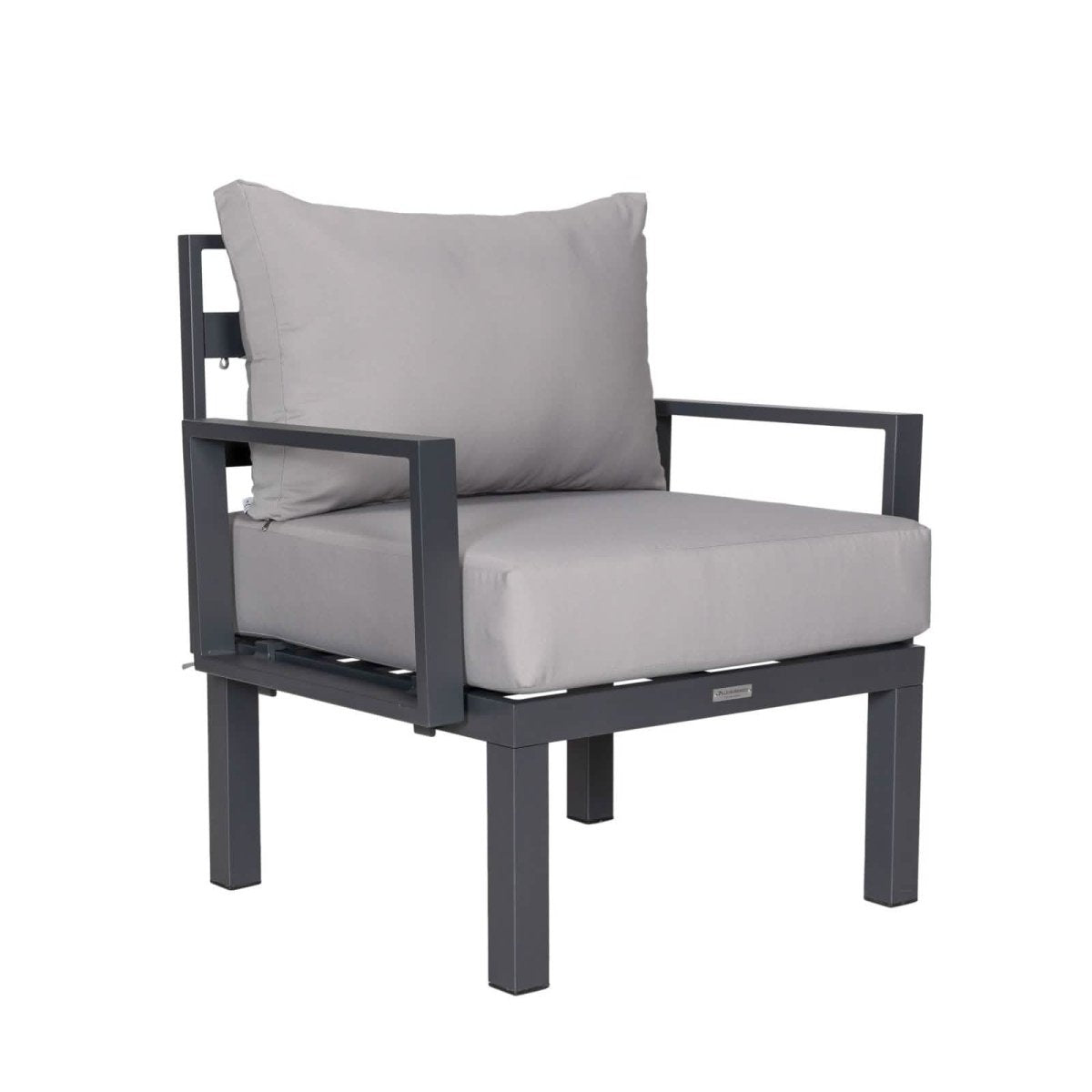 Chelsea 7 - Piece Patio Sectional Set in Black Aluminum with Fire Pit Table