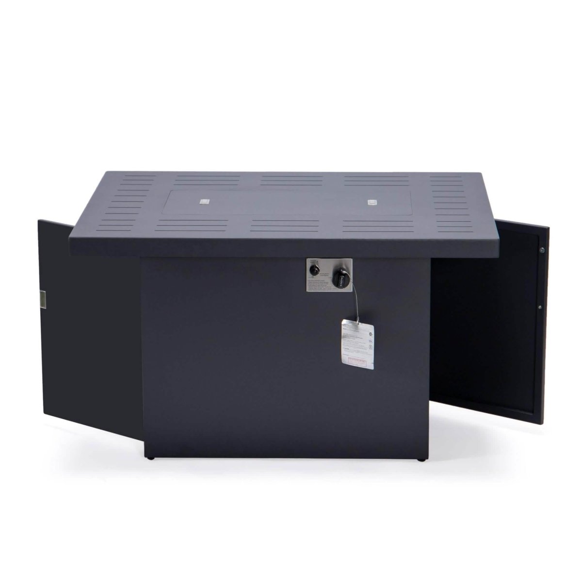 Chelsea 7 - Piece Patio Sectional Set in Black Aluminum with Fire Pit Table
