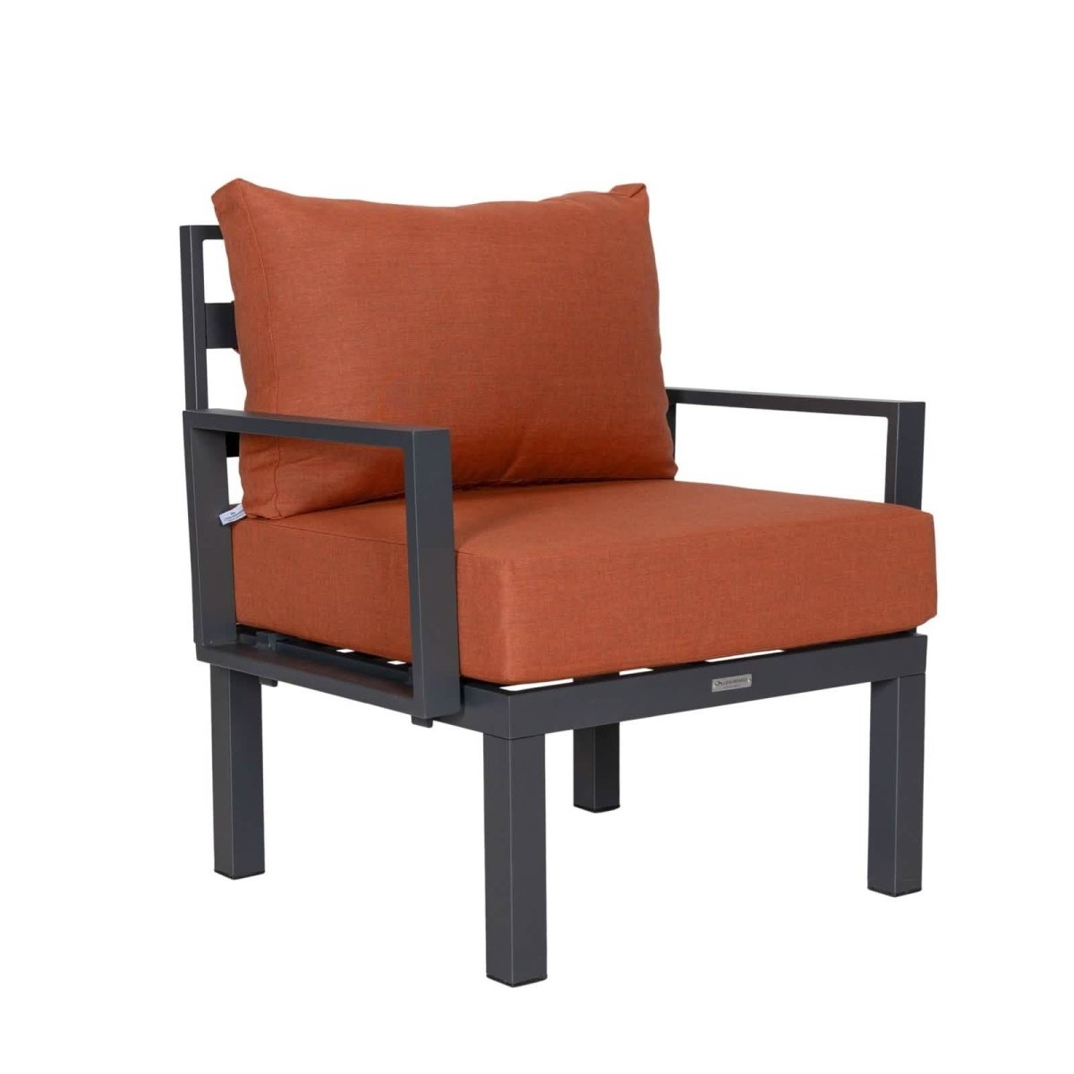Chelsea 7 - Piece Patio Sectional Set in Black Aluminum with Fire Pit Table