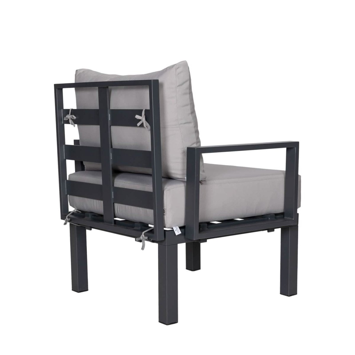 Chelsea 7 - Piece Patio Sectional Set in Black Aluminum with Fire Pit Table