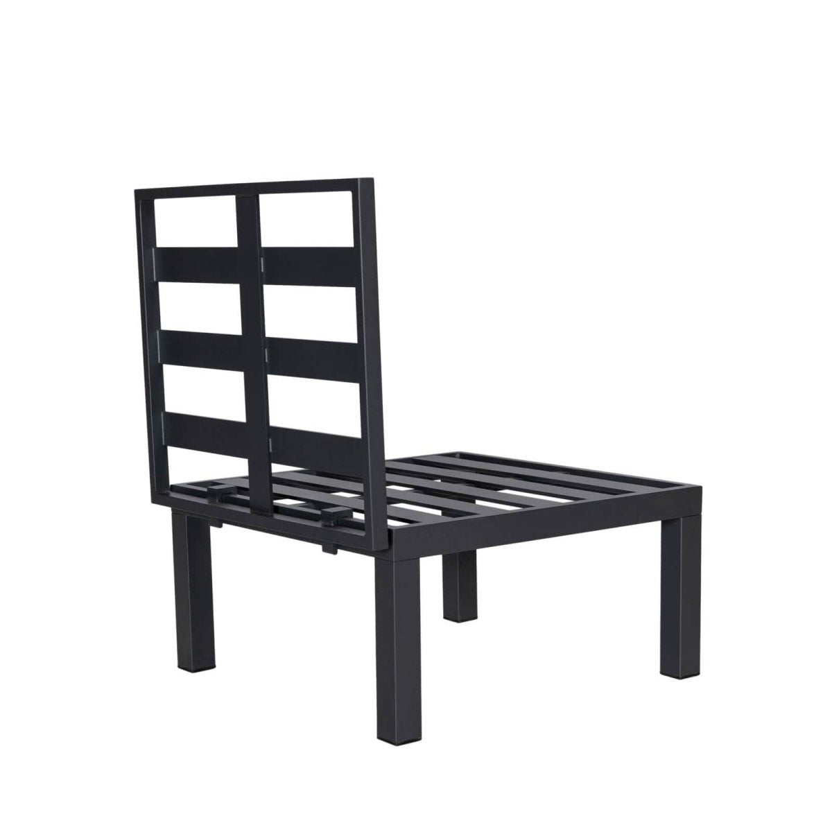 Chelsea 7 - Piece Patio Sectional Set in Black Aluminum with Fire Pit Table
