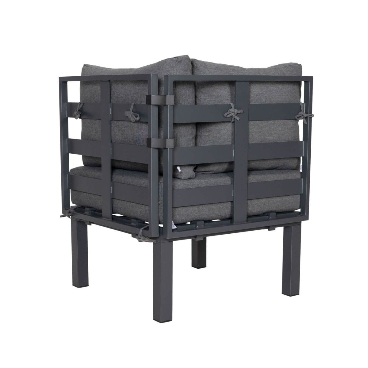 Chelsea 7 - Piece Patio Sectional Set in Black Aluminum with Fire Pit Table