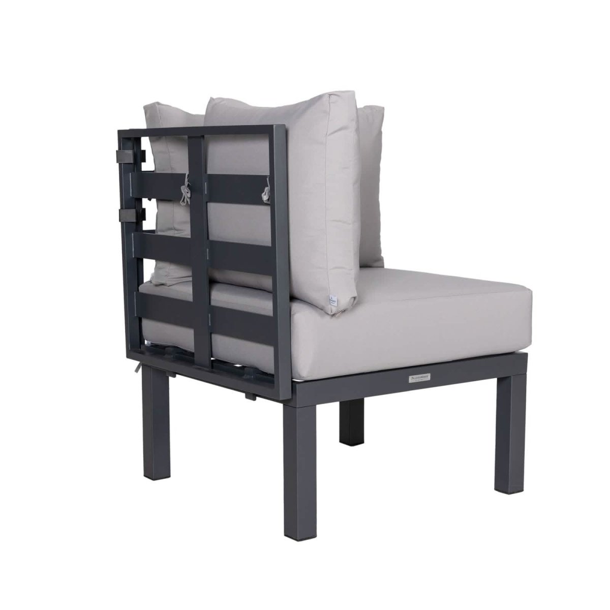 Chelsea 7 - Piece Patio Sectional Set in Black Aluminum with Fire Pit Table