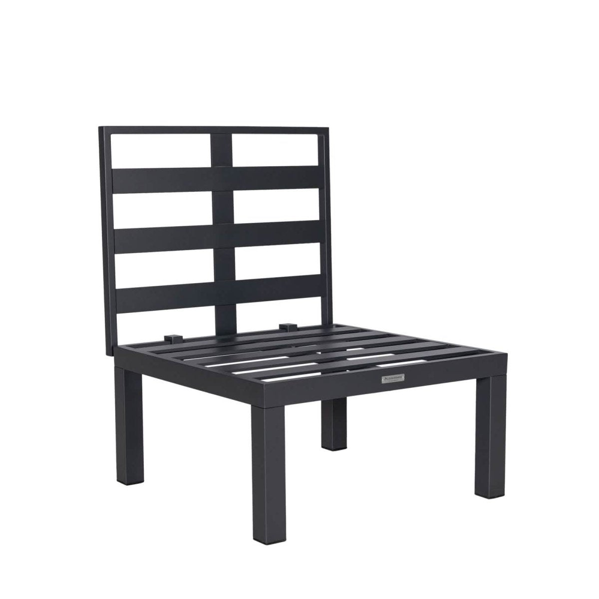 Chelsea 7 - Piece Patio Sectional Set in Black Aluminum with Fire Pit Table