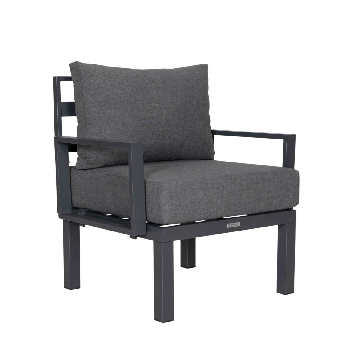Chelsea 7 - Piece Patio Sectional Set in Black Aluminum with Fire Pit Table