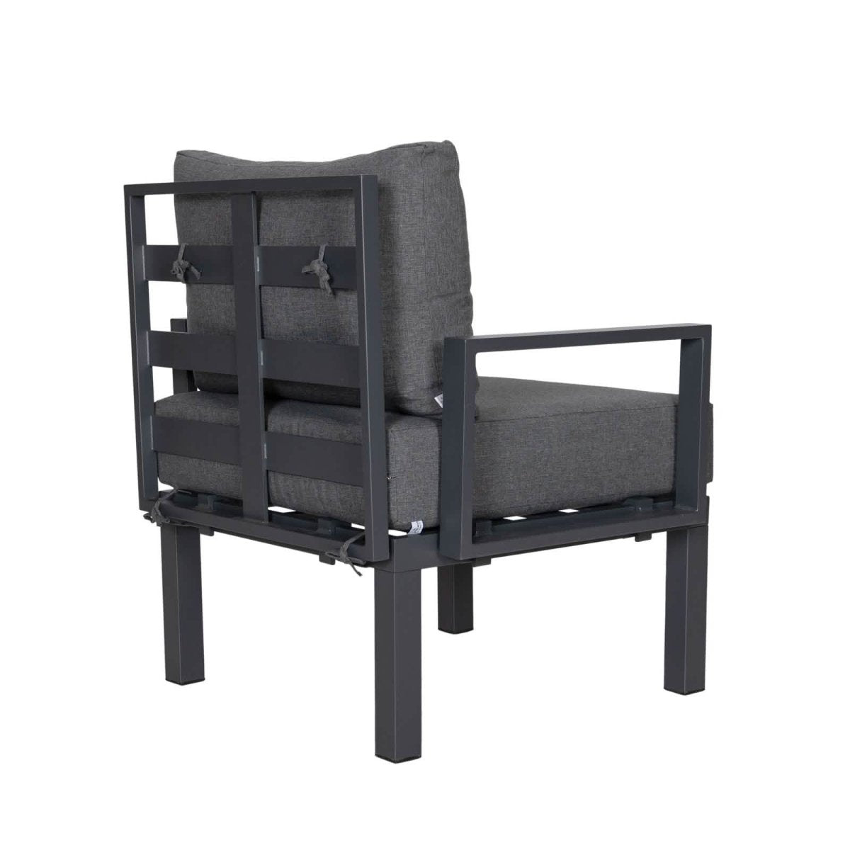 Chelsea 7 - Piece Patio Sectional Set in Black Aluminum with Fire Pit Table