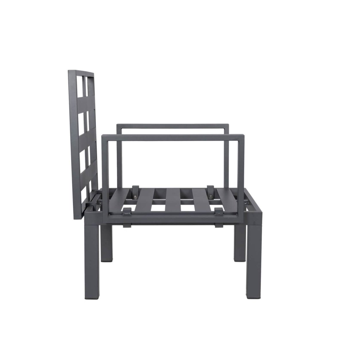 Chelsea 7 - Piece Patio Sectional Set in Black Aluminum with Fire Pit Table