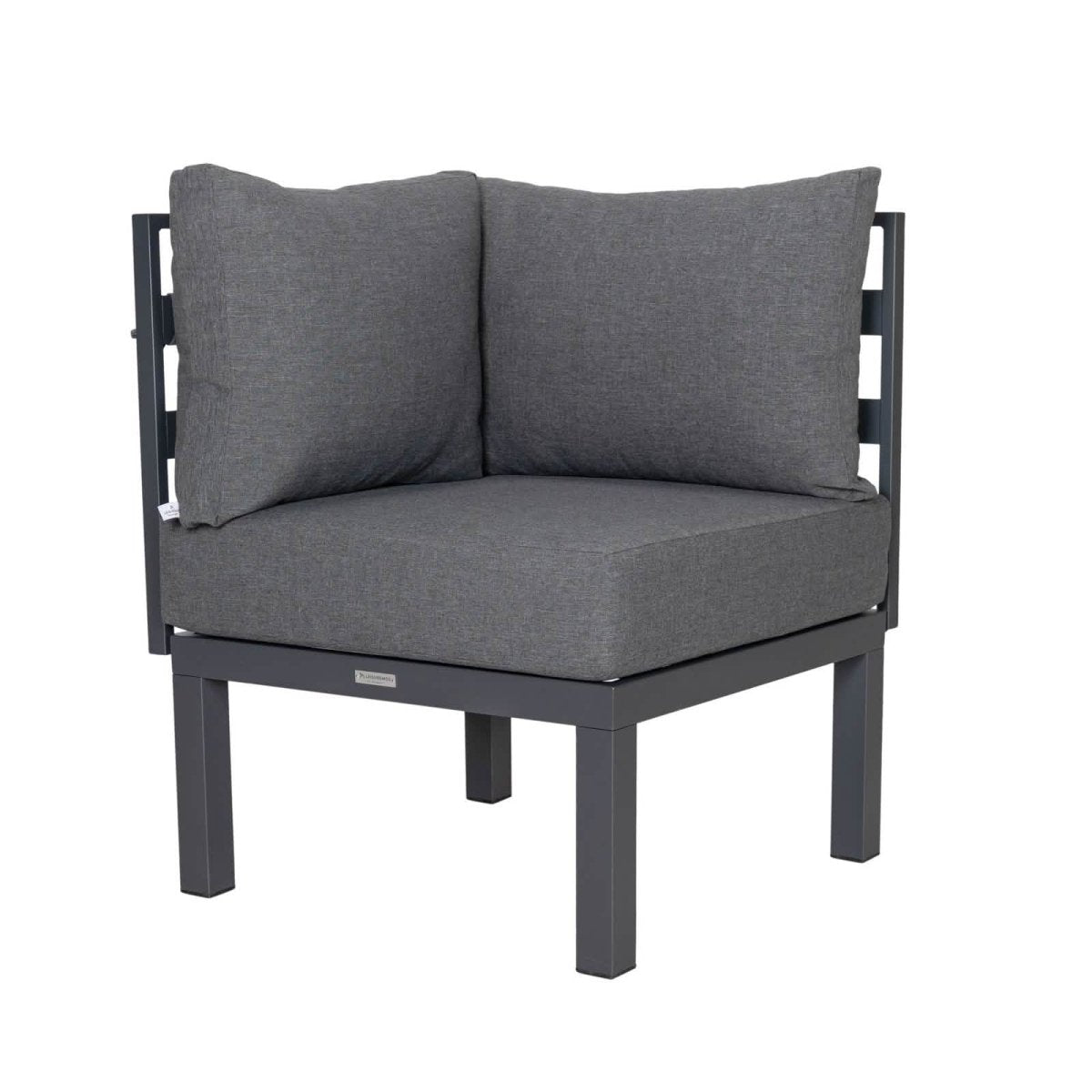 Chelsea 7 - Piece Patio Sectional Set in Black Aluminum with Fire Pit Table