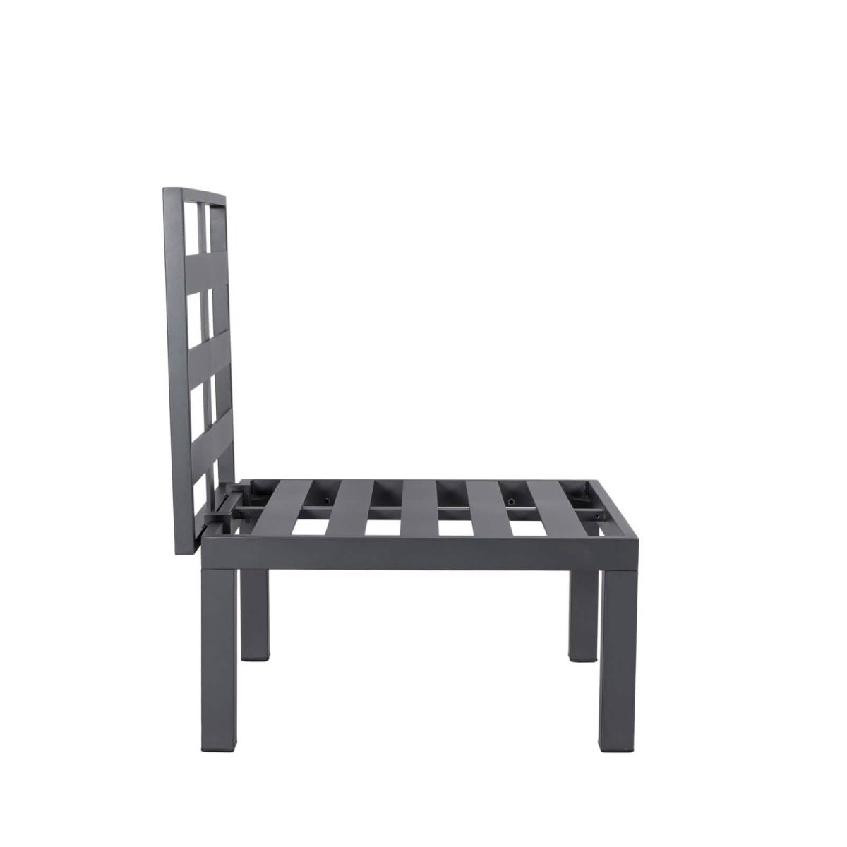 Chelsea 7 - Piece Patio Sectional Set in Black Aluminum with Fire Pit Table