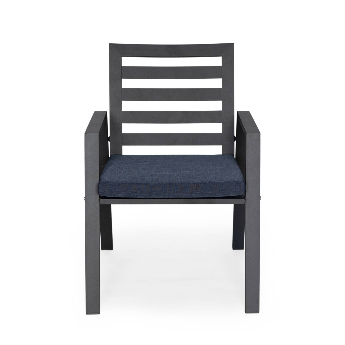 Chelsea 9 - Piece Modern Outdoor Dining Set in Black Aluminum with Removable Cushions
