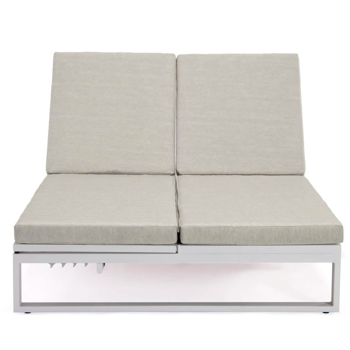 Chelsea Aluminum Outdoor 2 in 1 Convertible Sofa and Double Chaise Lounge Chair with Removable Cushions