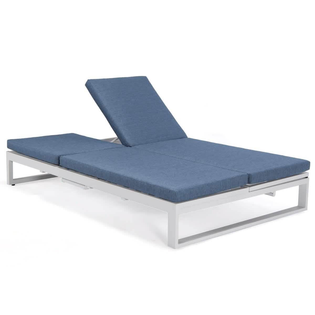 Chelsea Aluminum Outdoor 2 in 1 Convertible Sofa and Double Chaise Lounge Chair with Removable Cushions