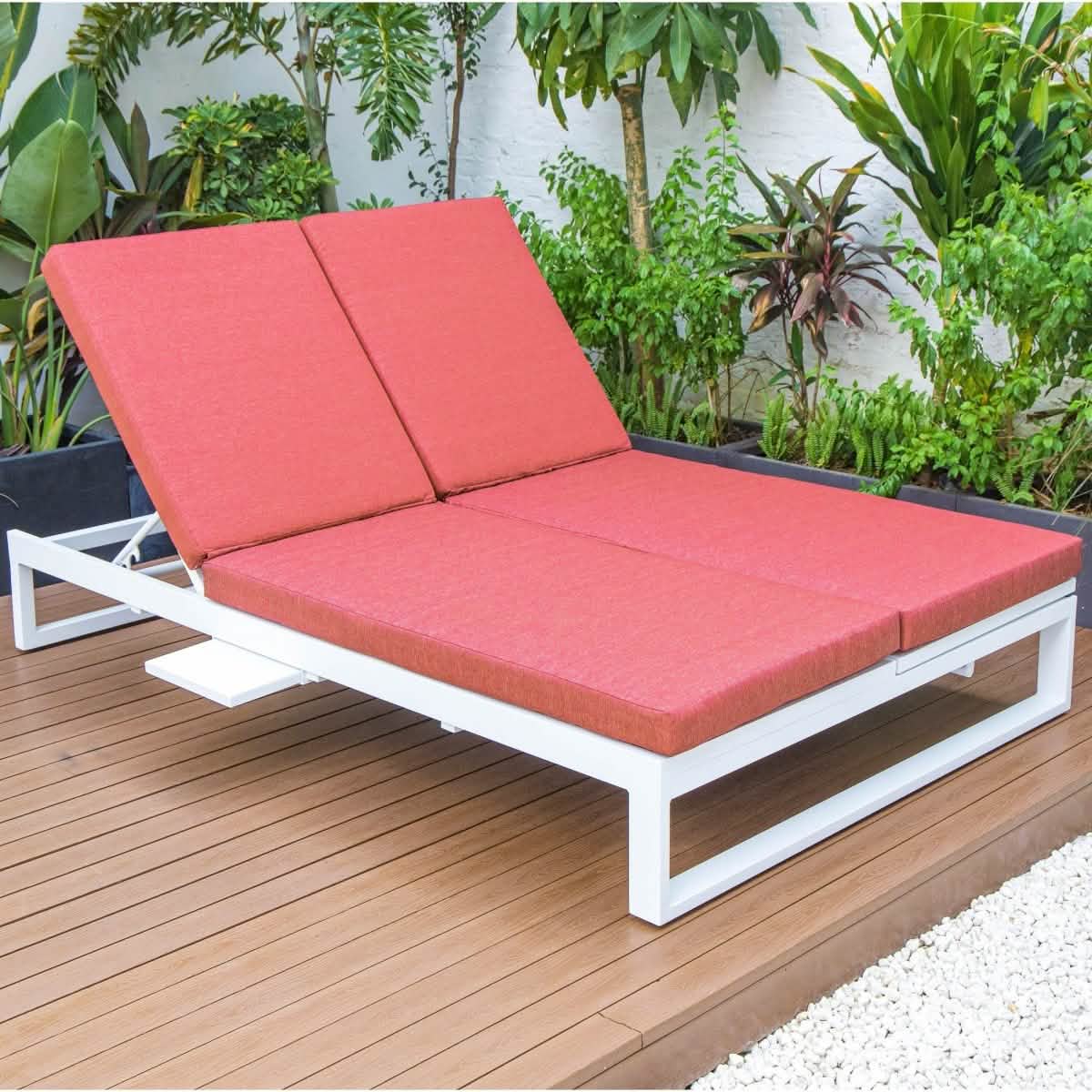Chelsea Aluminum Outdoor 2 in 1 Convertible Sofa and Double Chaise Lounge Chair with Removable Cushions