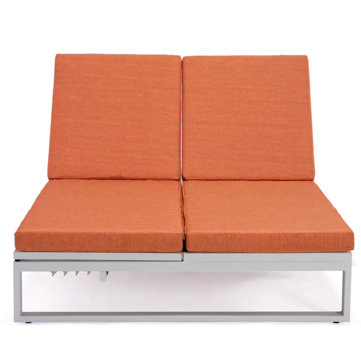 Chelsea Aluminum Outdoor 2 in 1 Convertible Sofa and Double Chaise Lounge Chair with Removable Cushions
