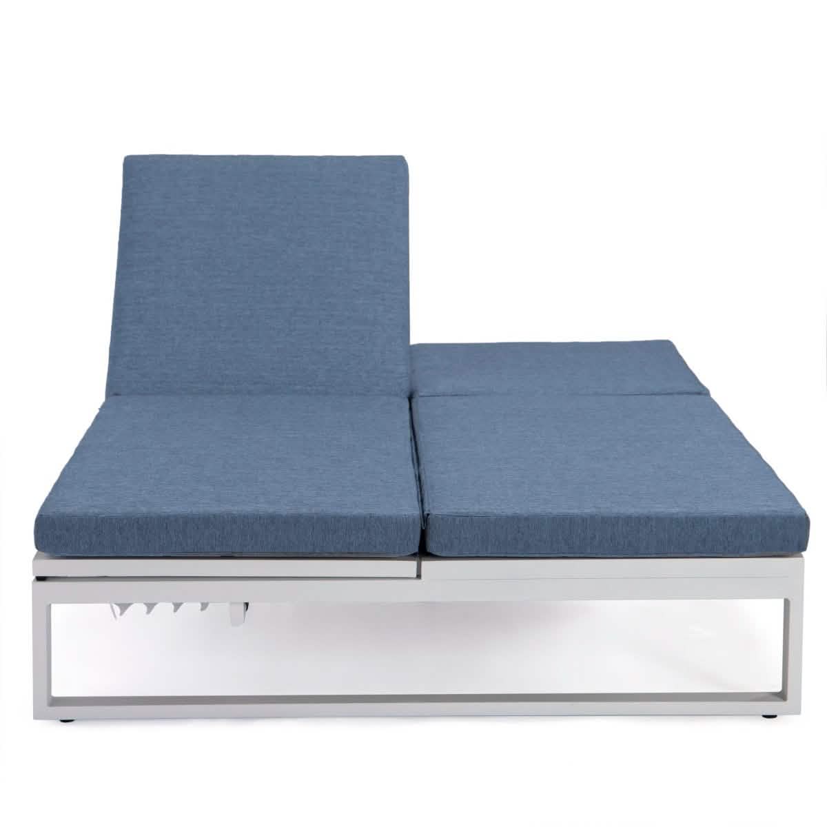 Chelsea Aluminum Outdoor 2 in 1 Convertible Sofa and Double Chaise Lounge Chair with Removable Cushions