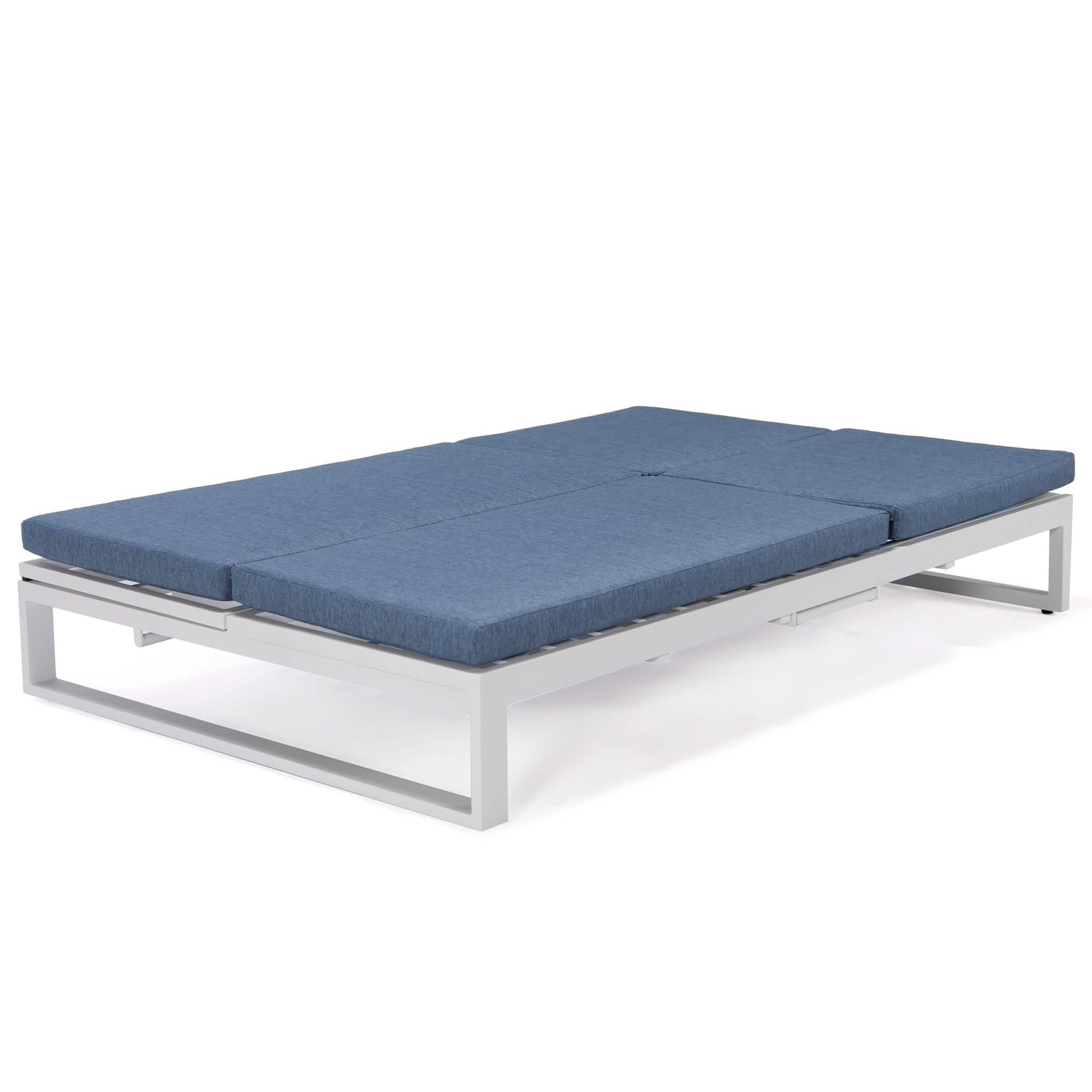 Chelsea Aluminum Outdoor 2 in 1 Convertible Sofa and Double Chaise Lounge Chair with Removable Cushions