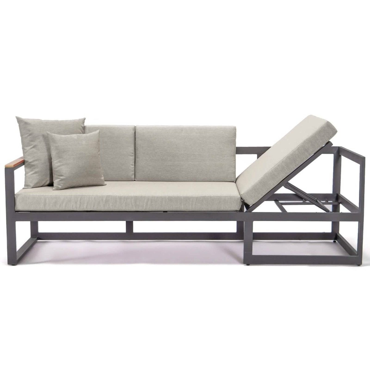 Chelsea Black/White Sectional With Adjustable Headrest & Coffee Table With Cushions