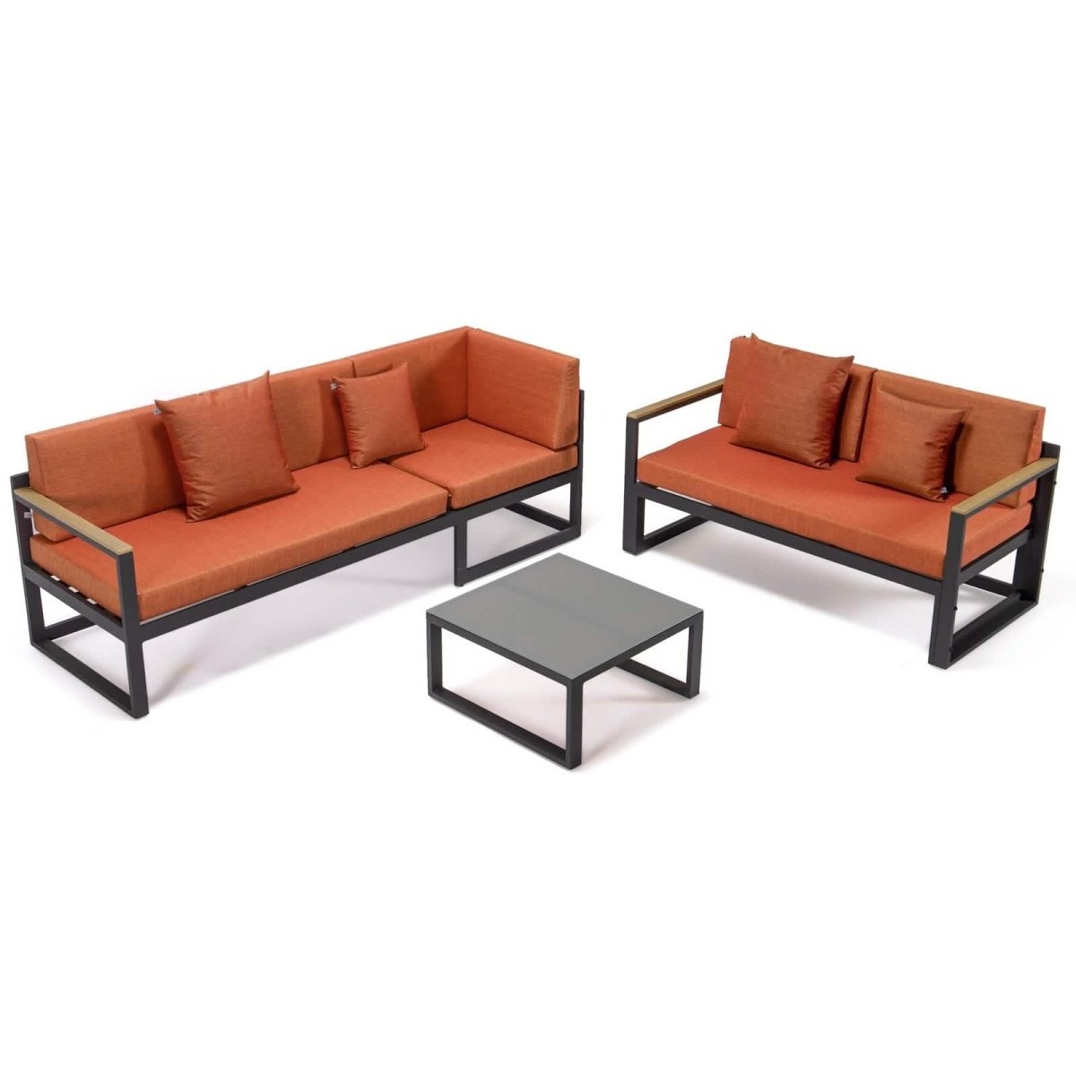 Chelsea Black/White Sectional With Adjustable Headrest & Coffee Table With Cushions
