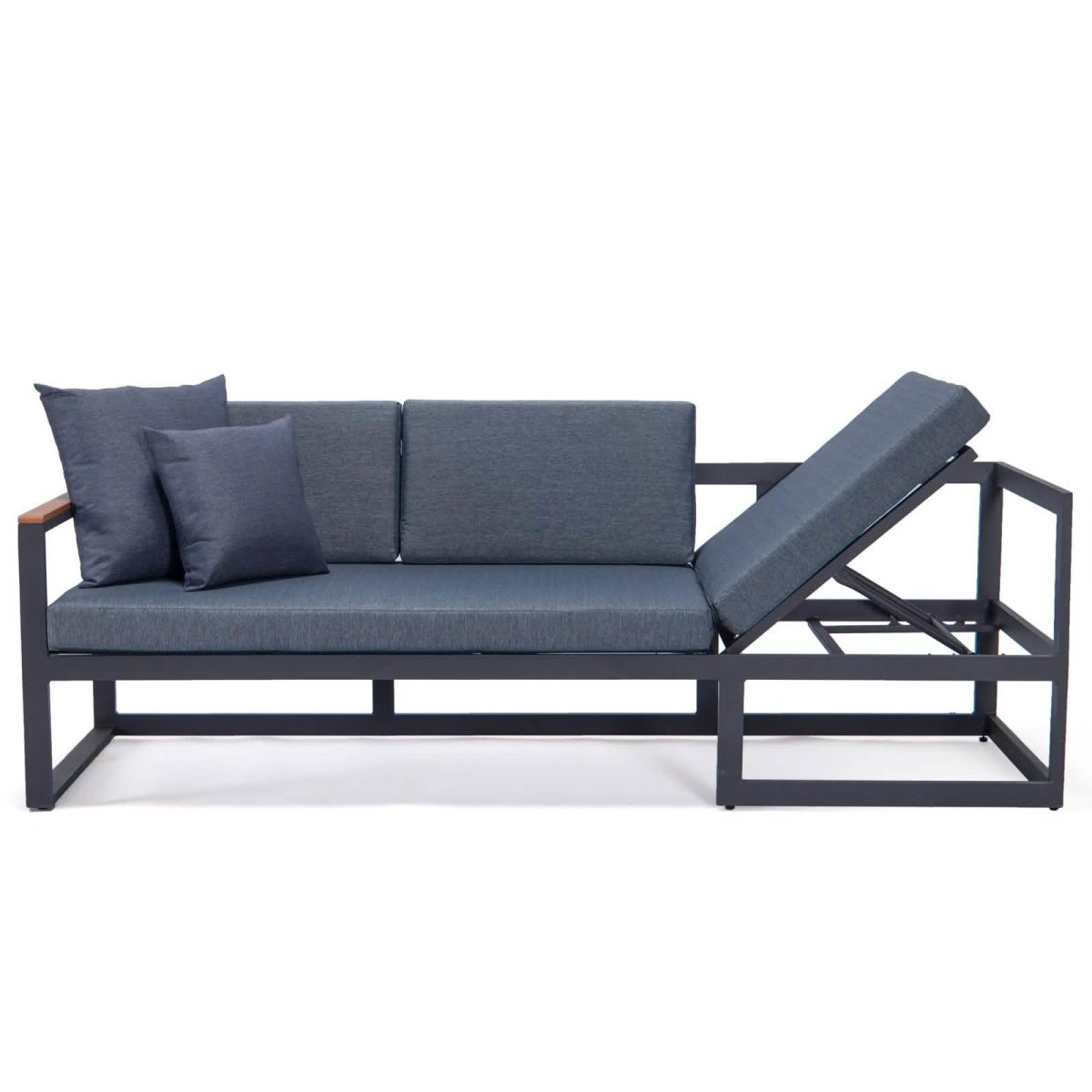 Chelsea Black/White Sectional With Adjustable Headrest & Coffee Table With Cushions
