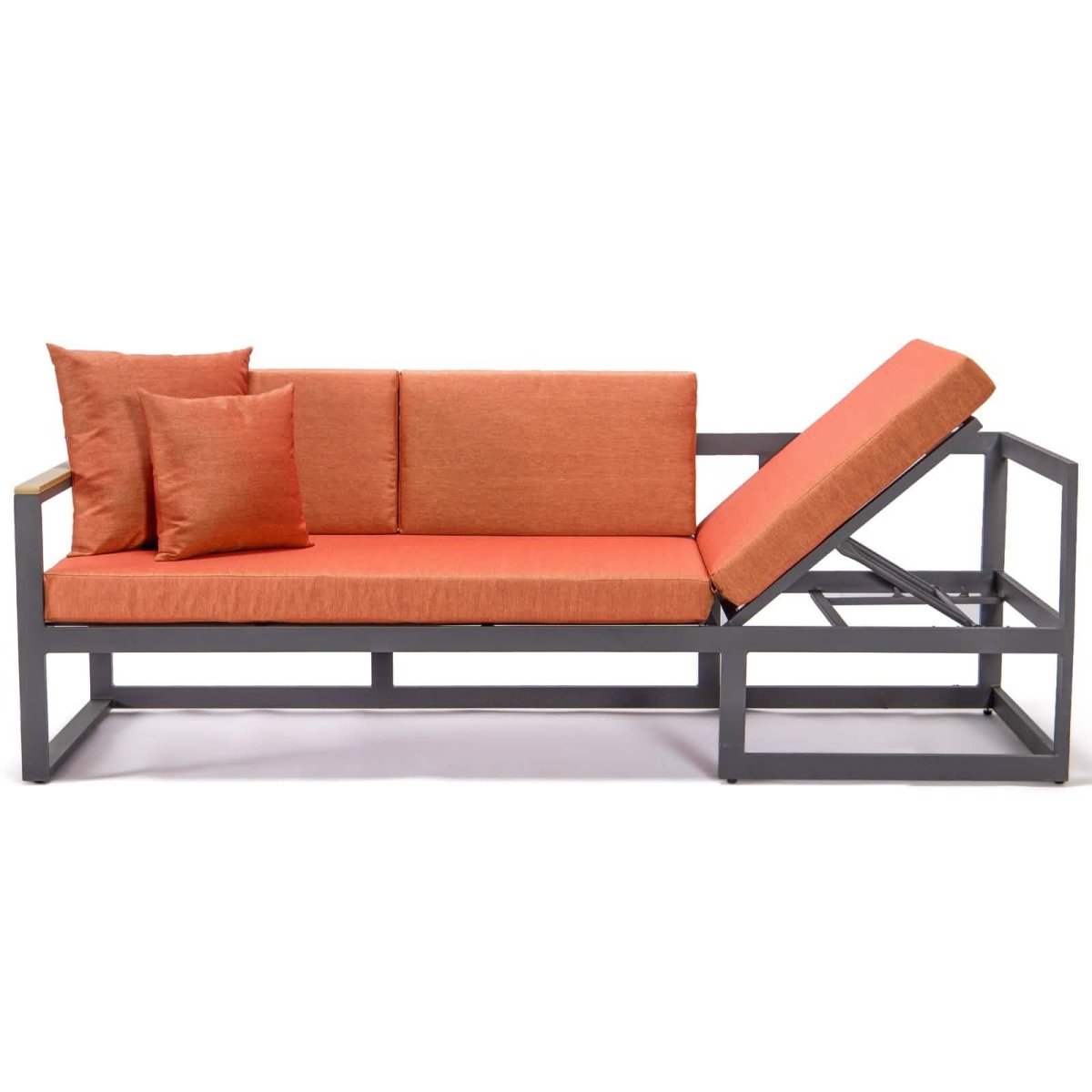 Chelsea Black/White Sectional With Adjustable Headrest & Coffee Table With Cushions