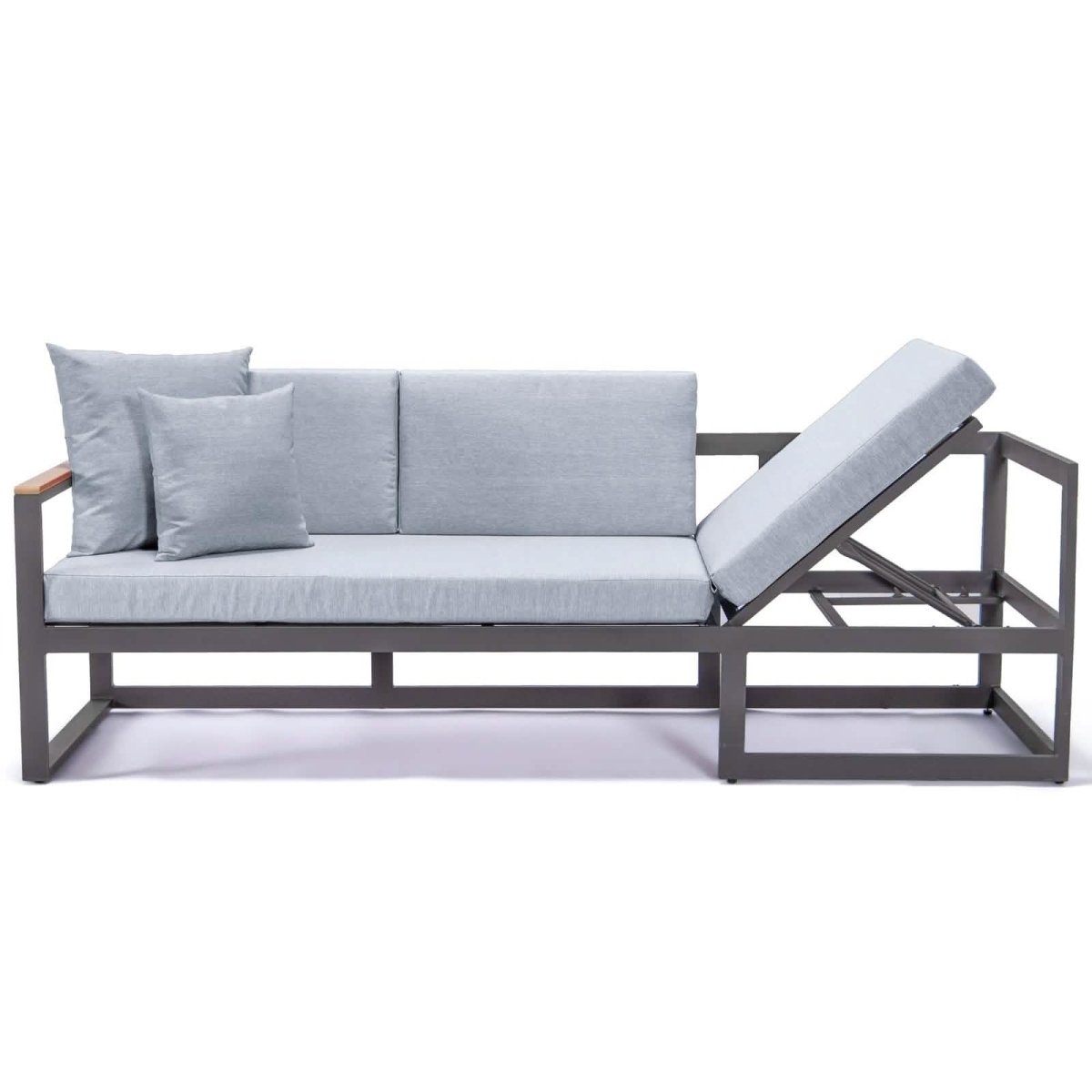 Chelsea Black/White Sectional With Adjustable Headrest & Coffee Table With Cushions
