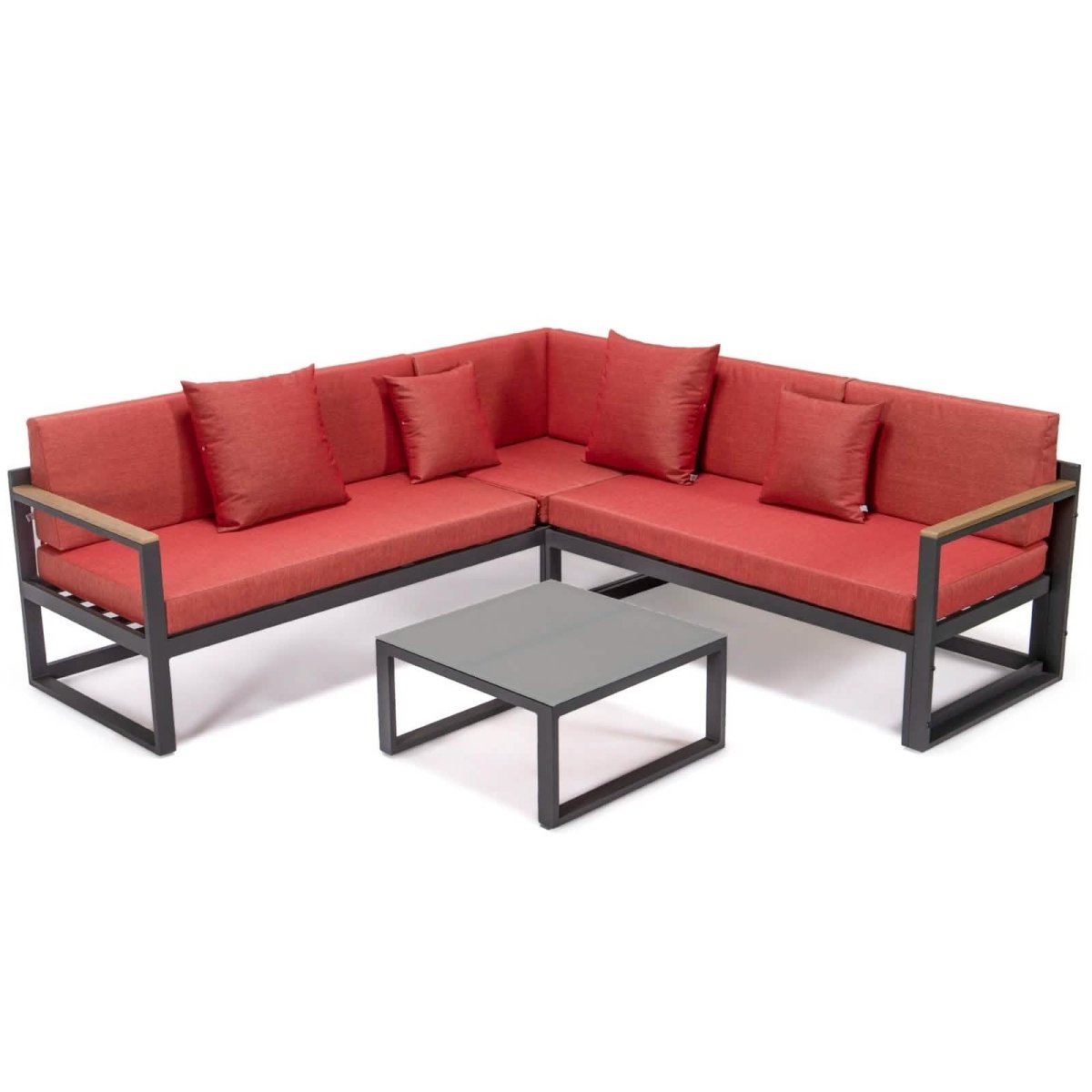 Chelsea Black/White Sectional With Adjustable Headrest & Coffee Table With Cushions
