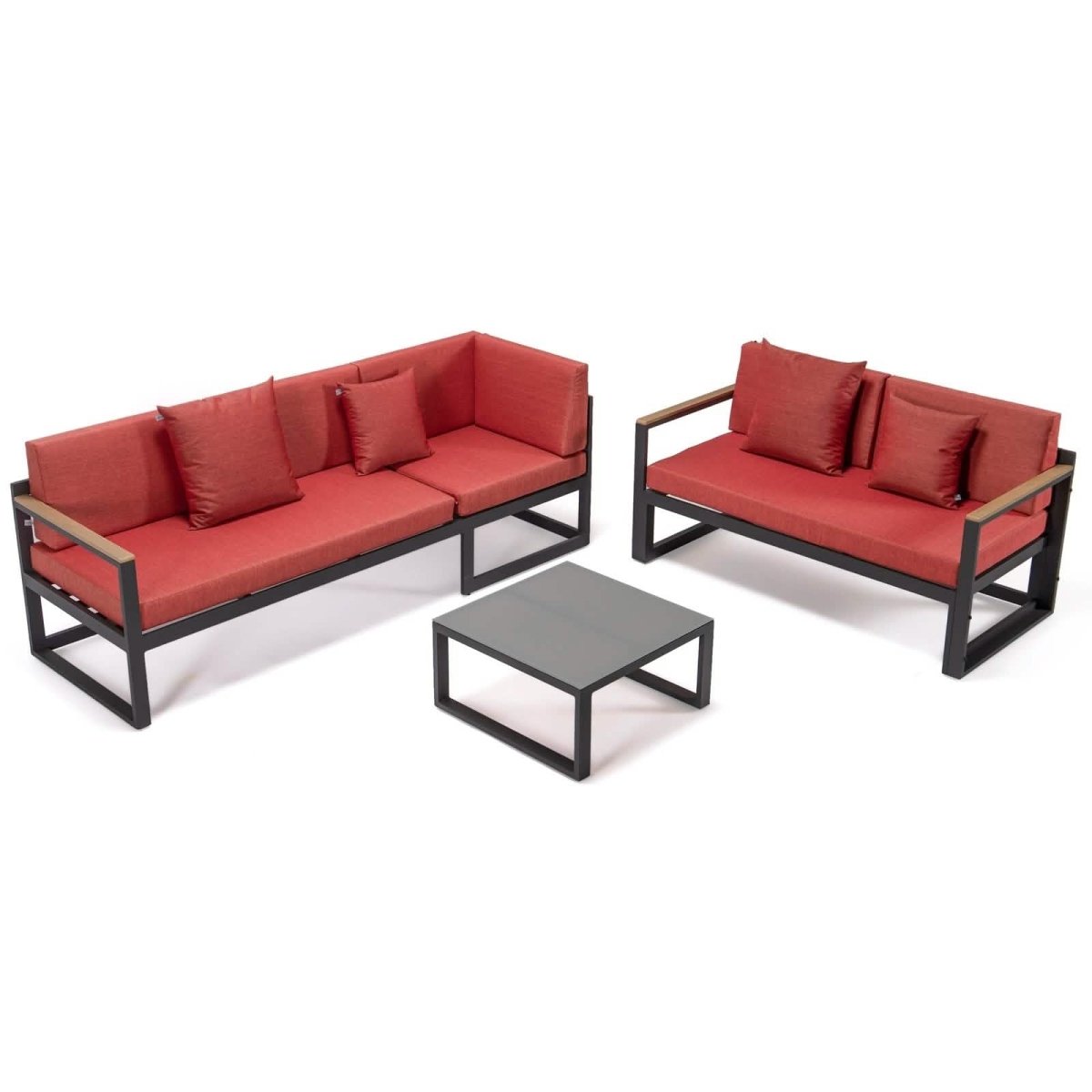 Chelsea Black/White Sectional With Adjustable Headrest & Coffee Table With Cushions