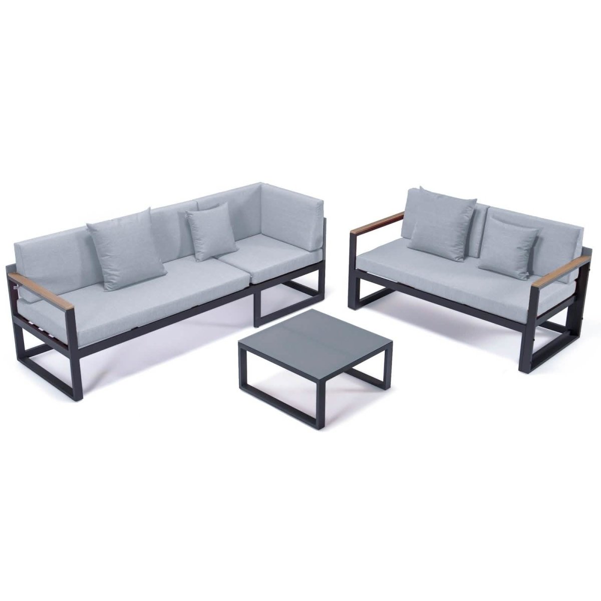 Chelsea Black/White Sectional With Adjustable Headrest & Coffee Table With Cushions