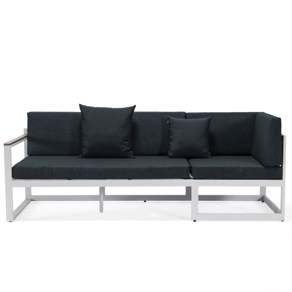 Chelsea Black/White Sectional With Adjustable Headrest & Coffee Table With Cushions