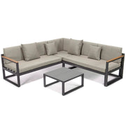 Chelsea Black/White Sectional With Adjustable Headrest & Coffee Table With Cushions