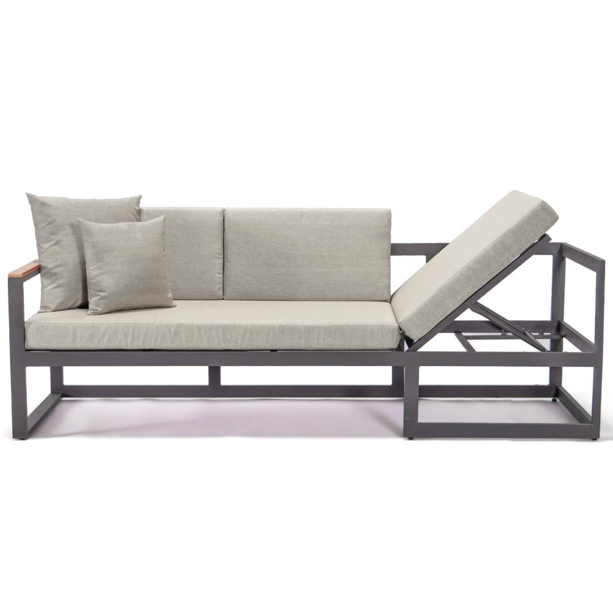Chelsea Black/White Sectional With Adjustable Headrest & Coffee Table With Cushions