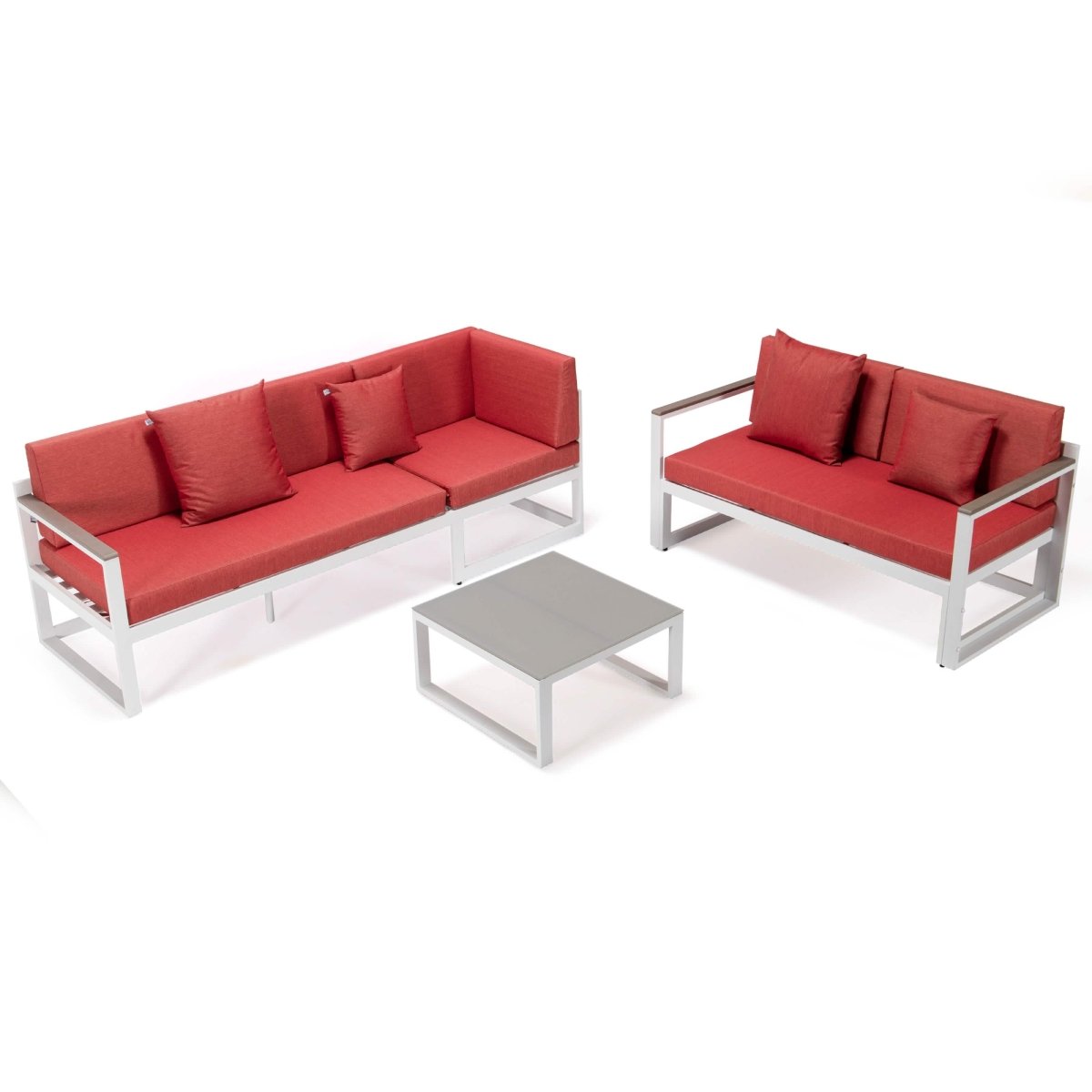 Chelsea Black/White Sectional With Adjustable Headrest & Coffee Table With Cushions