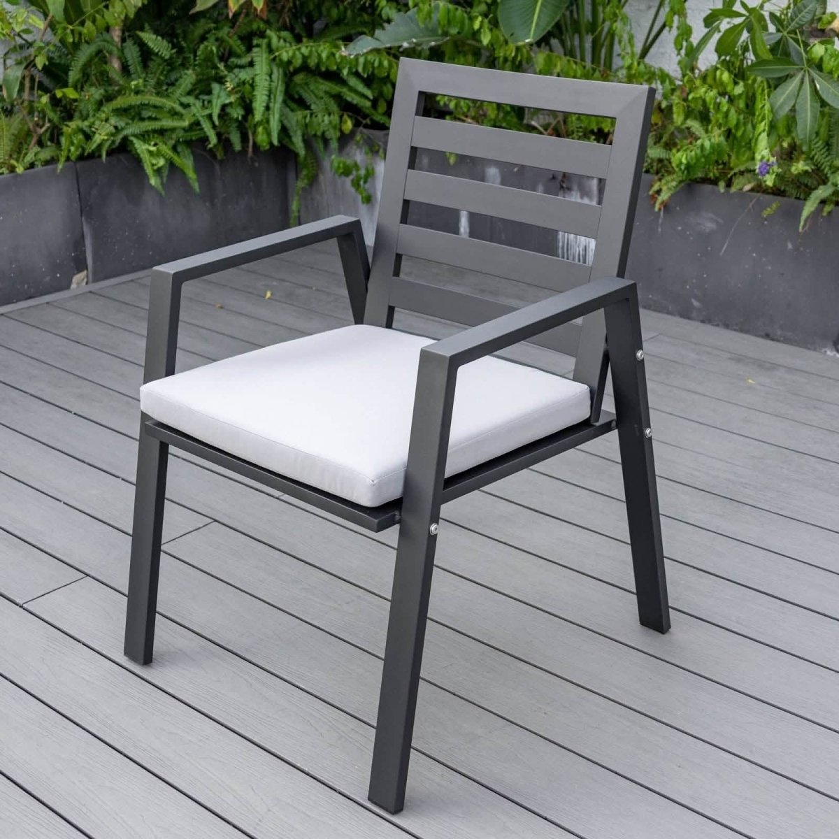 Chelsea Modern Aluminum Patio Dining Armchair with Removable Cushions