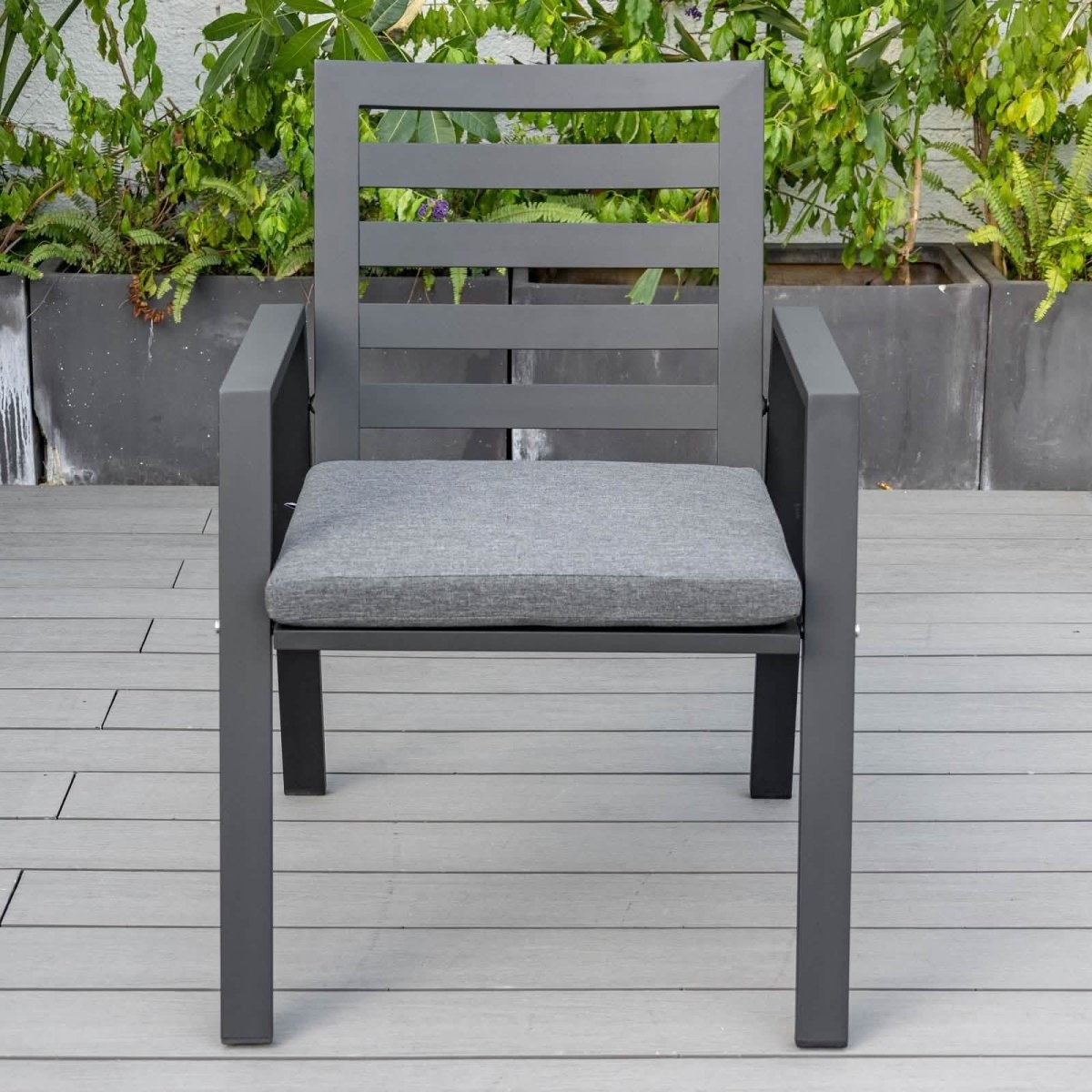 Chelsea Modern Aluminum Patio Dining Armchair with Removable Cushions