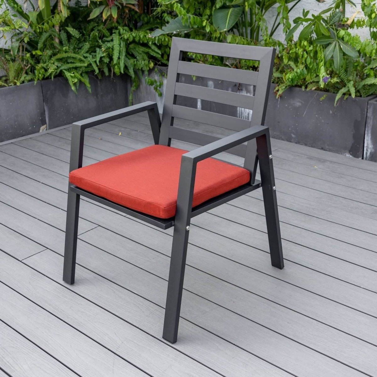 Chelsea Modern Aluminum Patio Dining Armchair with Removable Cushions