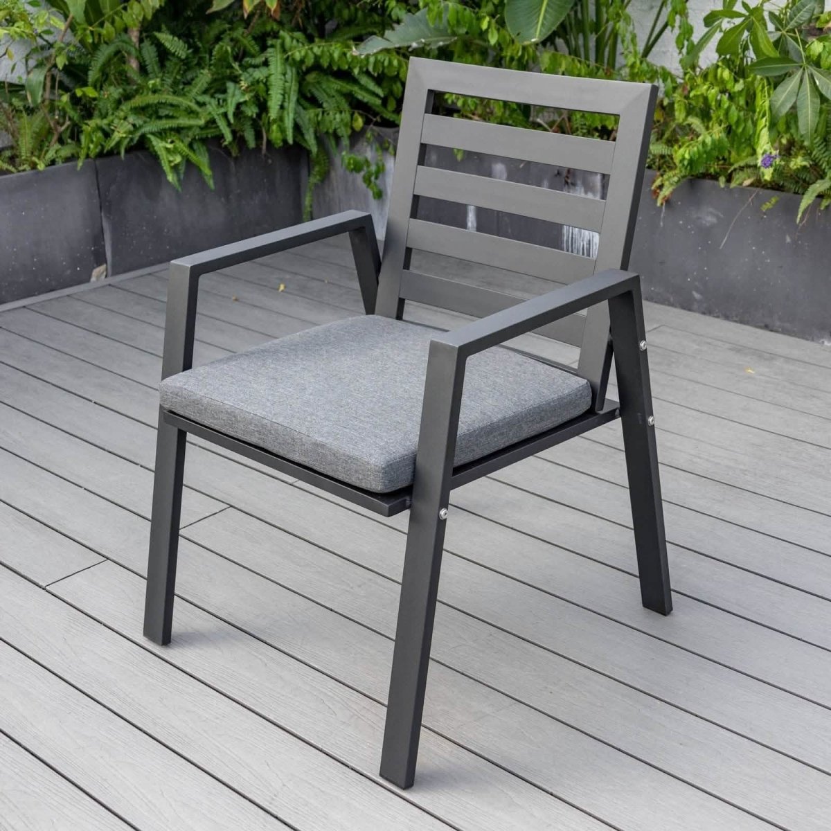 Chelsea Modern Aluminum Patio Dining Armchair with Removable Cushions