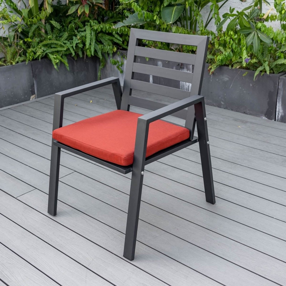 Chelsea Modern Aluminum Patio Dining Armchair with Removable Cushions