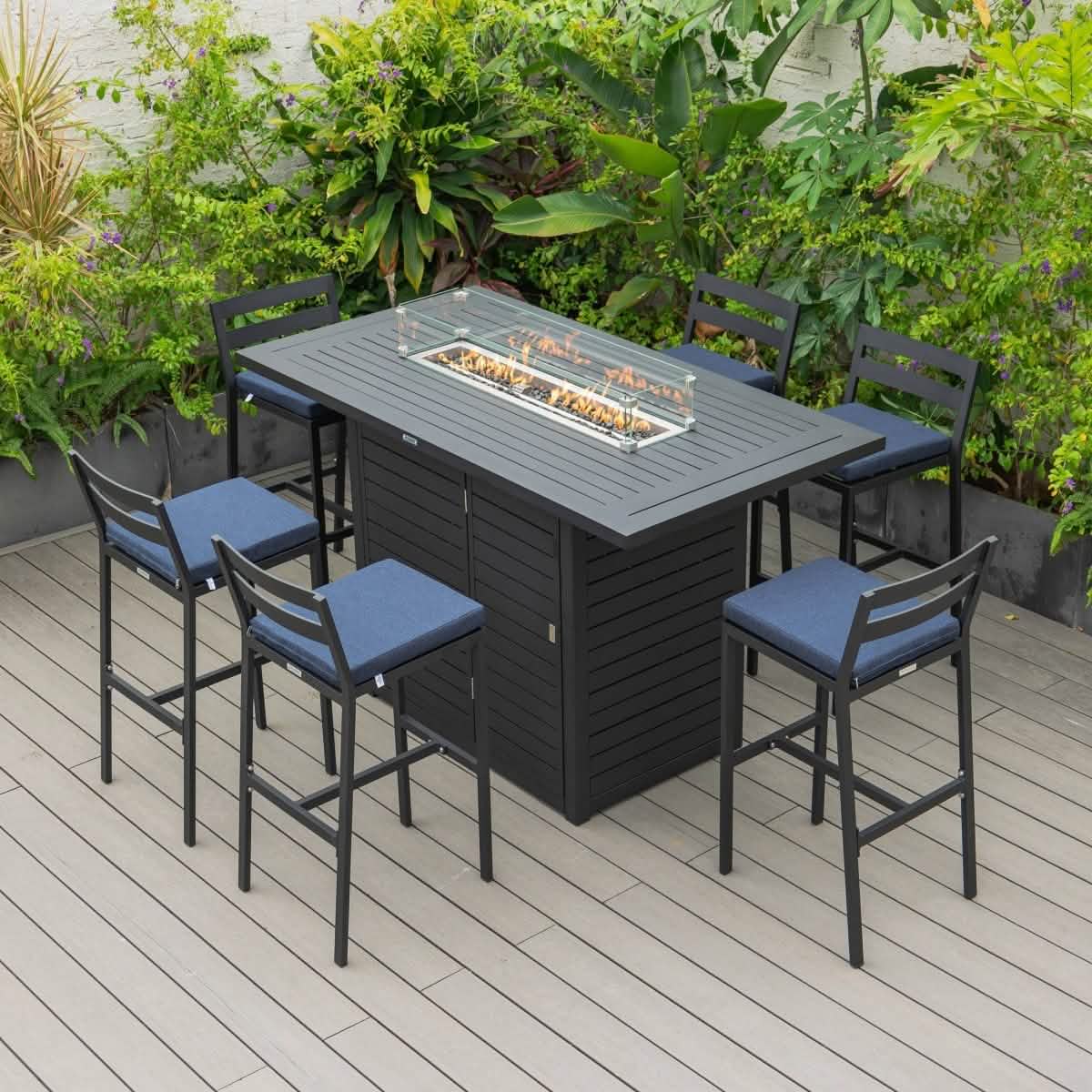Chelsea Modern Patio Bar Chair in Powder - Coated Aluminum with Removable Cushion