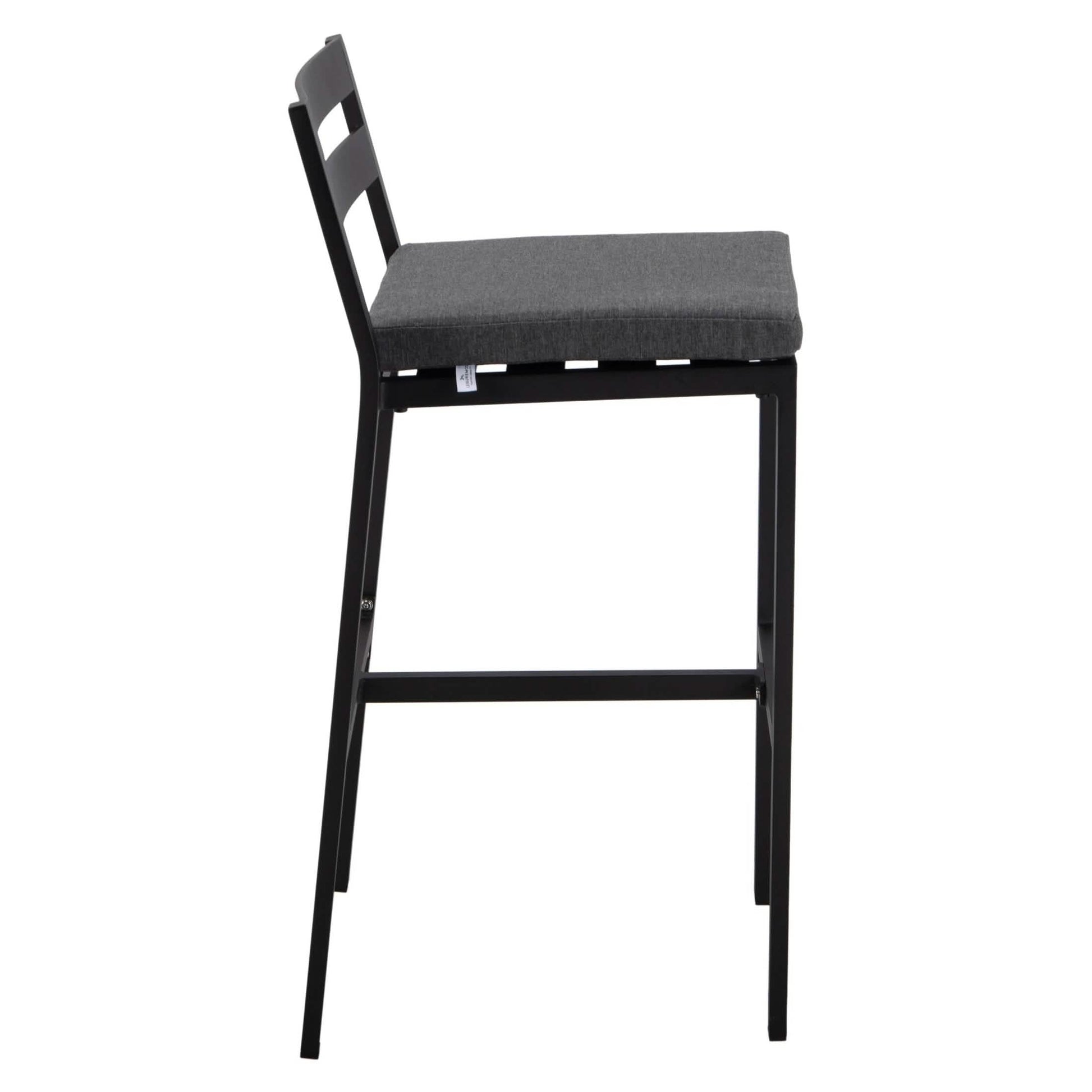 Chelsea Modern Patio Bar Chair in Powder - Coated Aluminum with Removable Cushion