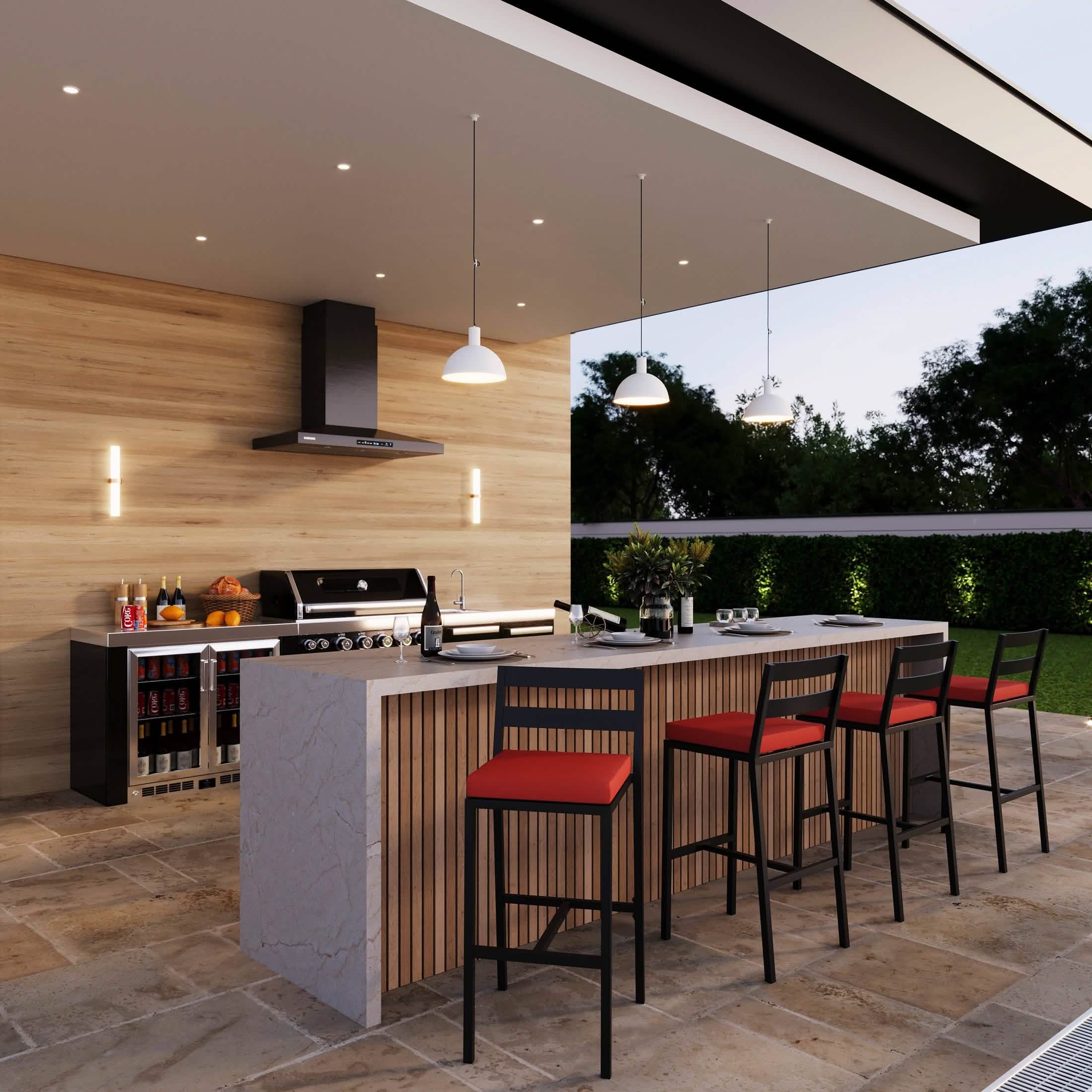 Chelsea Modern Patio Bar Chair in Powder - Coated Aluminum with Removable Cushion