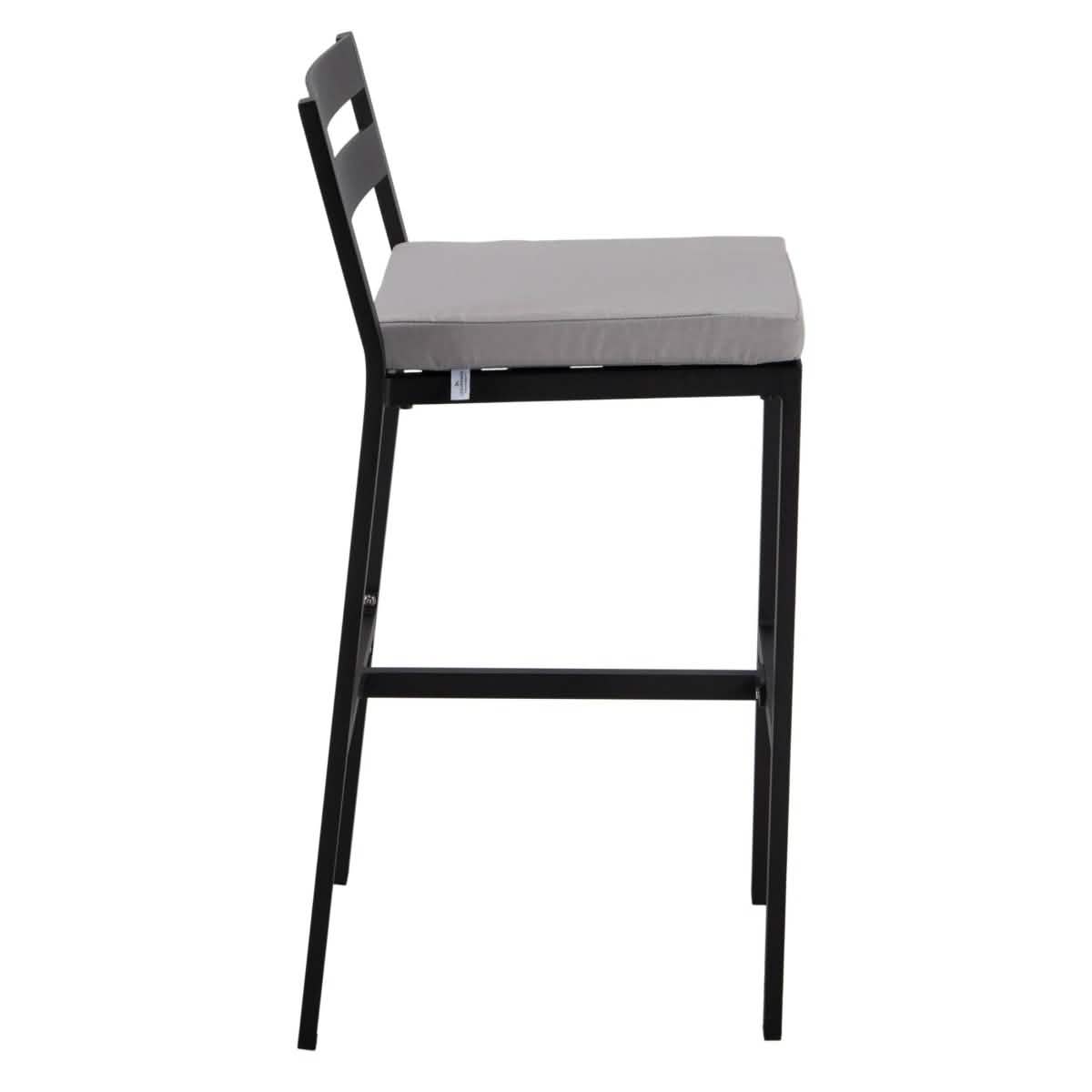Chelsea Modern Patio Bar Chair in Powder - Coated Aluminum with Removable Cushion